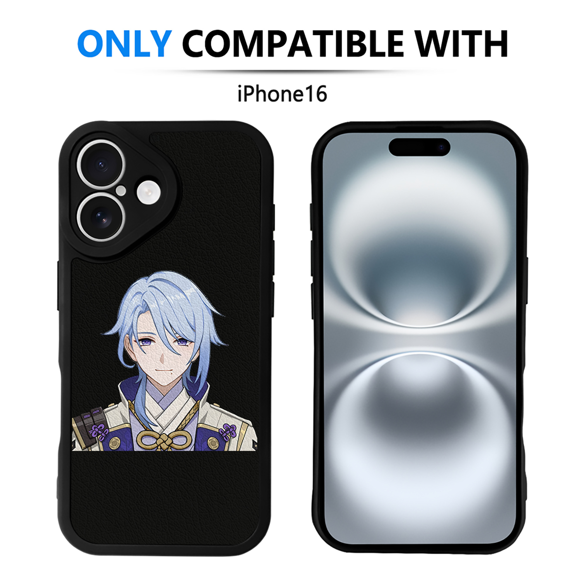 げんし神 神里綾人 かみさとあやと genshin Kamisato Ayato 【iPhone 16シリーズ対応】シリコンスマホケース（レザー調） 材質：シリコン